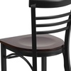 image:imageFlash Furniture HERCULES Series Black ThreeSlat Ladder Back Metal Restaurant Chair  Black Vinyl SeatWalnut Wood SeatBlack Metal Frame