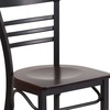 image:imageFlash Furniture HERCULES Series Black ThreeSlat Ladder Back Metal Restaurant Chair  Black Vinyl SeatWalnut Wood SeatBlack Metal Frame