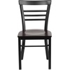 image:imageFlash Furniture HERCULES Series Black ThreeSlat Ladder Back Metal Restaurant Chair  Black Vinyl SeatWalnut Wood SeatBlack Metal Frame