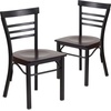 image:imageFlash Furniture HERCULES Series Black ThreeSlat Ladder Back Metal Restaurant Chair  Black Vinyl SeatWalnut Wood SeatBlack Metal Frame