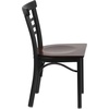 image:imageFlash Furniture HERCULES Series Black ThreeSlat Ladder Back Metal Restaurant Chair  Black Vinyl SeatWalnut Wood SeatBlack Metal Frame