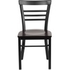 image:imageFlash Furniture HERCULES Series Black ThreeSlat Ladder Back Metal Restaurant Chair  Black Vinyl SeatWalnut Wood SeatBlack Metal Frame
