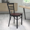 image:imageFlash Furniture HERCULES Series Black ThreeSlat Ladder Back Metal Restaurant Chair  Black Vinyl SeatWalnut Wood SeatBlack Metal Frame