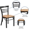 image:imageFlash Furniture HERCULES Series Black ThreeSlat Ladder Back Metal Restaurant Chair  Black Vinyl SeatWalnut Wood SeatBlack Metal Frame