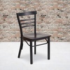 image:imageFlash Furniture HERCULES Series Black ThreeSlat Ladder Back Metal Restaurant Chair  Black Vinyl SeatWalnut Wood SeatBlack Metal Frame