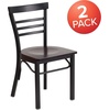image:imageFlash Furniture HERCULES Series Black ThreeSlat Ladder Back Metal Restaurant Chair  Black Vinyl SeatWalnut Wood SeatBlack Metal Frame