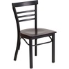 image:imageFlash Furniture HERCULES Series Black ThreeSlat Ladder Back Metal Restaurant Chair  Black Vinyl SeatWalnut Wood SeatBlack Metal Frame