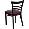 image:imageFlash Furniture HERCULES Series Black ThreeSlat Ladder Back Metal Restaurant Chair  Black Vinyl Seatred