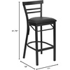 image:imageFlash Furniture HERCULES Series Black TwoSlat Ladder Back Metal Restaurant Barstool  Black Vinyl SeatBlack Vinyl SeatBlack Metal Frame