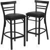 image:imageFlash Furniture HERCULES Series Black TwoSlat Ladder Back Metal Restaurant Barstool  Black Vinyl SeatBlack Vinyl SeatBlack Metal Frame