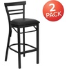 image:imageFlash Furniture HERCULES Series Black TwoSlat Ladder Back Metal Restaurant Barstool  Black Vinyl SeatBlack Vinyl SeatBlack Metal Frame