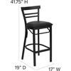 image:imageFlash Furniture HERCULES Series Black TwoSlat Ladder Back Metal Restaurant Barstool  Black Vinyl SeatBlack Vinyl SeatBlack Metal Frame