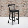 image:imageFlash Furniture HERCULES Series Black TwoSlat Ladder Back Metal Restaurant Barstool  Black Vinyl SeatBlack Vinyl SeatBlack Metal Frame