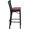 image:imageFlash Furniture HERCULES Series Black TwoSlat Ladder Back Metal Restaurant Barstool  Black Vinyl SeatBurgundy Vinyl SeatBlack Metal Frame