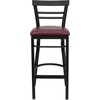 image:imageFlash Furniture HERCULES Series Black TwoSlat Ladder Back Metal Restaurant Barstool  Black Vinyl SeatBurgundy Vinyl SeatBlack Metal Frame