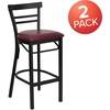 image:imageFlash Furniture HERCULES Series Black TwoSlat Ladder Back Metal Restaurant Barstool  Black Vinyl SeatBurgundy Vinyl SeatBlack Metal Frame