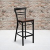 image:imageFlash Furniture HERCULES Series Black TwoSlat Ladder Back Metal Restaurant Barstool  Black Vinyl SeatCherry Wood SeatBlack Metal Frame