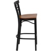 image:imageFlash Furniture HERCULES Series Black TwoSlat Ladder Back Metal Restaurant Barstool  Black Vinyl SeatCherry Wood SeatBlack Metal Frame