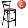 image:imageFlash Furniture HERCULES Series Black TwoSlat Ladder Back Metal Restaurant Barstool  Black Vinyl SeatCherry Wood SeatBlack Metal Frame