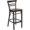 image:imageFlash Furniture HERCULES Series Black TwoSlat Ladder Back Metal Restaurant Barstool  Black Vinyl SeatCherry Wood SeatBlack Metal Frame