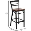 image:imageFlash Furniture HERCULES Series Black TwoSlat Ladder Back Metal Restaurant Barstool  Black Vinyl SeatCherry Wood SeatBlack Metal Frame