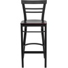 image:imageFlash Furniture HERCULES Series Black TwoSlat Ladder Back Metal Restaurant Barstool  Black Vinyl SeatMahogany Wood SeatBlack Metal Frame