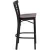 image:imageFlash Furniture HERCULES Series Black TwoSlat Ladder Back Metal Restaurant Barstool  Black Vinyl SeatMahogany Wood SeatBlack Metal Frame