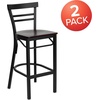 image:imageFlash Furniture HERCULES Series Black TwoSlat Ladder Back Metal Restaurant Barstool  Black Vinyl SeatMahogany Wood SeatBlack Metal Frame