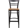 image:imageFlash Furniture HERCULES Series Black TwoSlat Ladder Back Metal Restaurant Barstool  Black Vinyl SeatNatural Wood SeatBlack Metal Frame