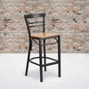 image:imageFlash Furniture HERCULES Series Black TwoSlat Ladder Back Metal Restaurant Barstool  Black Vinyl SeatNatural Wood SeatBlack Metal Frame
