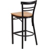 image:imageFlash Furniture HERCULES Series Black TwoSlat Ladder Back Metal Restaurant Barstool  Black Vinyl SeatNatural Wood SeatBlack Metal Frame