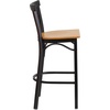 image:imageFlash Furniture HERCULES Series Black TwoSlat Ladder Back Metal Restaurant Barstool  Black Vinyl SeatNatural Wood SeatBlack Metal Frame