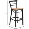 image:imageFlash Furniture HERCULES Series Black TwoSlat Ladder Back Metal Restaurant Barstool  Black Vinyl SeatNatural Wood SeatBlack Metal Frame