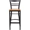 image:imageFlash Furniture HERCULES Series Black TwoSlat Ladder Back Metal Restaurant Barstool  Black Vinyl SeatNatural Wood SeatBlack Metal Frame