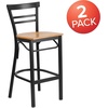 image:imageFlash Furniture HERCULES Series Black TwoSlat Ladder Back Metal Restaurant Barstool  Black Vinyl SeatNatural Wood SeatBlack Metal Frame