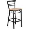 image:imageFlash Furniture HERCULES Series Black TwoSlat Ladder Back Metal Restaurant Barstool  Black Vinyl SeatNatural Wood SeatBlack Metal Frame