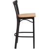 image:imageFlash Furniture HERCULES Series Black TwoSlat Ladder Back Metal Restaurant Barstool  Black Vinyl SeatNatural Wood SeatBlack Metal Frame