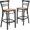 image:imageFlash Furniture HERCULES Series Black TwoSlat Ladder Back Metal Restaurant Barstool  Black Vinyl SeatNatural Wood SeatBlack Metal Frame
