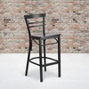 image:imageFlash Furniture HERCULES Series Black TwoSlat Ladder Back Metal Restaurant Barstool  Black Vinyl SeatWalnut Wood SeatBlack Metal Frame