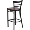image:imageFlash Furniture HERCULES Series Black TwoSlat Ladder Back Metal Restaurant Barstool  Black Vinyl SeatWalnut Wood SeatBlack Metal Frame