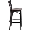 image:imageFlash Furniture HERCULES Series Black TwoSlat Ladder Back Metal Restaurant Barstool  Black Vinyl SeatWalnut Wood SeatBlack Metal Frame
