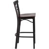 image:imageFlash Furniture HERCULES Series Black TwoSlat Ladder Back Metal Restaurant Barstool  Black Vinyl SeatWalnut Wood SeatBlack Metal Frame