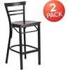 image:imageFlash Furniture HERCULES Series Black TwoSlat Ladder Back Metal Restaurant Barstool  Black Vinyl SeatWalnut Wood SeatBlack Metal Frame