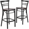 image:imageFlash Furniture HERCULES Series Black TwoSlat Ladder Back Metal Restaurant Barstool  Black Vinyl SeatWalnut Wood SeatBlack Metal Frame