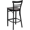 image:imageFlash Furniture HERCULES Series Black TwoSlat Ladder Back Metal Restaurant Barstool  Black Vinyl Seatbrown