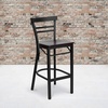 image:imageFlash Furniture HERCULES Series Black TwoSlat Ladder Back Metal Restaurant Barstool  Black Vinyl Seatbrown