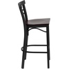 image:imageFlash Furniture HERCULES Series Black TwoSlat Ladder Back Metal Restaurant Barstool  Black Vinyl Seatbrown