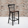 image:imageFlash Furniture HERCULES Series Black TwoSlat Ladder Back Metal Restaurant Barstool  Black Vinyl Seatred
