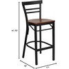 image:imageFlash Furniture HERCULES Series Black TwoSlat Ladder Back Metal Restaurant Barstool  Black Vinyl Seatred