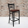 image:imageFlash Furniture HERCULES Series Black X Back Metal Restaurant Barstool  Black Vinyl SeatBurgundy Vinyl SeatBlack Metal Frame